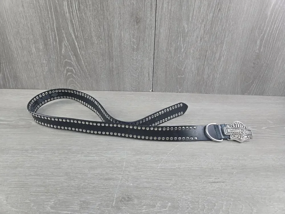Harley Davidson Studded Leather Belt Chrome Bar Shield Buckle 97643-03V Size 36